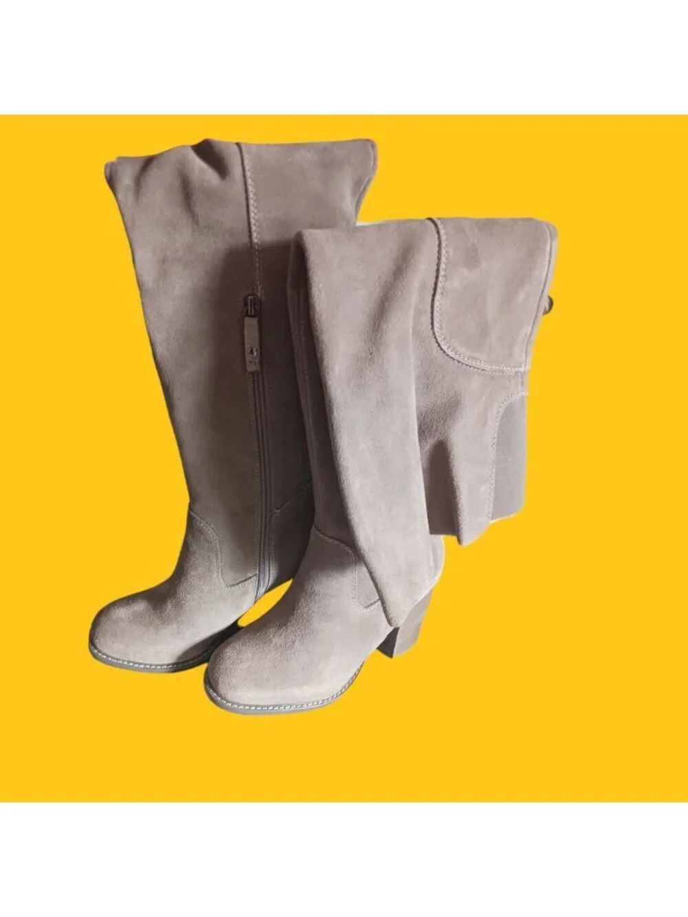 Kelsi Dagger Brooklyn Loganos Oil Cow Suede Over-The-Knee Boots Warn Grey 7M